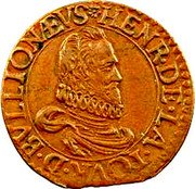 France Double Tournois (Henry. 6th Type) HENR. DE. LA. TOVR. D. BVLLIONAEVS coin obverse
