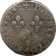 France Double Tournois (Louis XIII Amiens Mint. 1st Type) DOVBLE. TOVRNOIS 1614 coin reverse France Double Tournois (Louis XIII Amiens Mint. 1st Type) DOVBLE. TOVRNOIS 1614 coin reverse