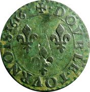 France Double Tournois Louis XIII Amiens Mint. 3rd Type 1616 X DOVBLE. TOVRNOIS. 1616. coin reverse