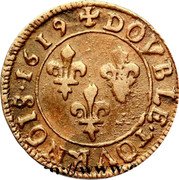 France Double Tournois (Louis XIII Bordeaux Mint. 4th Type) DOVBLE TOVRNOIS 1619 coin reverse France Double Tournois (Louis XIII Bordeaux Mint. 4th Type) DOVBLE TOVRNOIS 1619 coin reverse