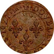France Double Tournois (Louis XIII Bordeaux Mint. 7th Type) DOVBLE TOVRNOIS MM 1627 coin reverse