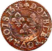 France Double Tournois (Louis XIII La Rochelle Mint. 13th Type) DOVBLE TOVRNOIS 1638 coin reverse France Double Tournois (Louis XIII La Rochelle Mint. 13th Type) DOVBLE TOVRNOIS 1638 coin reverse