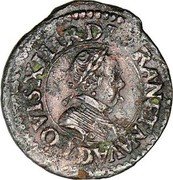 France Double Tournois (Louis XIII. Lyon Mint. 4th Type) LOVIS. XIII. R. DE. FRAN. ET. NAV(A). D. coin obverse France Double Tournois (Louis XIII. Lyon Mint. 4th Type) LOVIS. XIII. R. DE. FRAN. ET. NAV(A). D. coin obverse