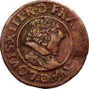 France Double Tournois (Louis XIII Lyon Mint. 6th Type) LOVIS.XIII.R.DE.FRAN.ET.NAVA.D. coin obverse