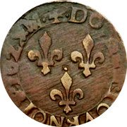 France Double Tournois Louis XIII Montauban Mint 1629 MA +.DOVBLE. TOVRNOIS. 1629. MA. coin reverse
