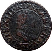 France Double Tournois (Louis XIII Nantes Mint. 2nd Type) LOVIS.XIII.R.DE FRAN.ET.NAVA.T. coin obverse France Double Tournois (Louis XIII Nantes Mint. 2nd Type) LOVIS.XIII.R.DE FRAN.ET.NAVA.T. coin obverse