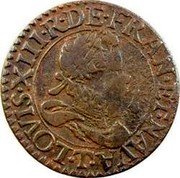 France Double Tournois (Louis XIII. Nantes Mint. 3rd Type) LOVIS. XIII. R. DE. FRAN. ET. NAVA. T. coin obverse France Double Tournois (Louis XIII. Nantes Mint. 3rd Type) LOVIS. XIII. R. DE. FRAN. ET. NAVA. T. coin obverse