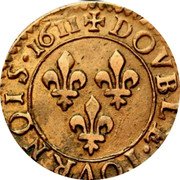 France Double Tournois (Louis XIII Nantes Mint) DOVBLE. TOVRNOIS. 1611 coin reverse