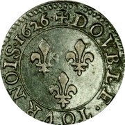 France Double Tournois (Louis XIII Paris Mint. 3rd Type) DOVBLE TOVRNOIS 1626 coin reverse