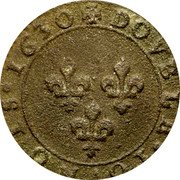 France Double Tournois Louis XIII Paris Mint. 7th Type 1630 A DOVBLE.TOVRNOIS.1630 coin reverse