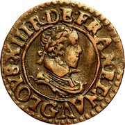 France Double Tournois (Louis XIII. Poitiers Mint. 2nd Type) LOYS. XIII. R. DE. FRAN. ET. NAV G. coin obverse France Double Tournois (Louis XIII. Poitiers Mint. 2nd Type) LOYS. XIII. R. DE. FRAN. ET. NAV G. coin obverse