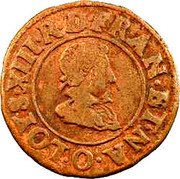 France Double Tournois Louis XIII Riom Mint. 2nd Type 1624 O LOYS. XIII. R. D. FRAN. ET. NA O. coin obverse