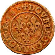 France Double Tournois Louis XIII Riom Mint. 2nd Type 1624 O DOVBLE. TOVRNOIS 1624 coin reverse