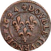 France Double Tournois (Louis XIII Riom Mint. 3rd Type) DOVBLE. TOVRNOIS 1624 coin reverse France Double Tournois (Louis XIII Riom Mint. 3rd Type) DOVBLE. TOVRNOIS 1624 coin reverse
