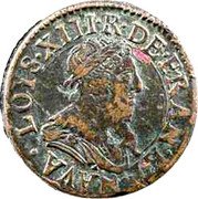 France Dovble Lorrain Louis XIII Stenay Mint. 10th Type 1637  LOYS.XIII.R.DE.FRAN.ET.NAVA coin obverse France Dovble Lorrain Louis XIII Stenay Mint. 10th Type 1637  LOYS.XIII.R.DE.FRAN.ET.NAVA coin obverse