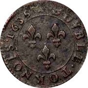 France Double Tournois Louis XIII Stenay Mint. 2nd Type 1635 A Varieties exist DOVBLE.TOVRNOIS.1635 coin reverse France Double Tournois Louis XIII Stenay Mint. 2nd Type 1635 A Varieties exist DOVBLE.TOVRNOIS.1635 coin reverse
