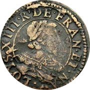 France Double Tournois Louis XIII Stenay Mint. 3rd Type 1635  Varieties exist LOYS.XIII.R.DE.FRAN.ET.NAV. coin obverse France Double Tournois Louis XIII Stenay Mint. 3rd Type 1635  Varieties exist LOYS.XIII.R.DE.FRAN.ET.NAV. coin obverse