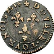 France Double Tournois Louis XIII Stenay Mint. 3rd Type 1635  Varieties exist DOVBLE.TOVRNOIS.1635 coin reverse France Double Tournois Louis XIII Stenay Mint. 3rd Type 1635  Varieties exist DOVBLE.TOVRNOIS.1635 coin reverse