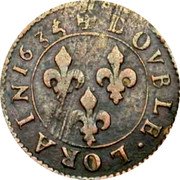 France Double Lorrain Louis XIII Stenay Mint. 4th Type 1635 A Varieties exist DOVBLE.LORAIN.1635 coin reverse France Double Lorrain Louis XIII Stenay Mint. 4th Type 1635 A Varieties exist DOVBLE.LORAIN.1635 coin reverse