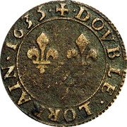 France Double Lorrain Louis XIII Stenay Mint. 6th Type 1635  Varieties exist DOVBLE LORRAIN 1635 coin reverse France Double Lorrain Louis XIII Stenay Mint. 6th Type 1635  Varieties exist DOVBLE LORRAIN 1635 coin reverse