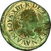 France Double Lorrain Louis XIII Stenay mint. 7th type 1635  Varieties exist LOYS.XIII.R.DE.FRAN.ET.NAVAR coin obverse France Double Lorrain Louis XIII Stenay mint. 7th type 1635  Varieties exist LOYS.XIII.R.DE.FRAN.ET.NAVAR coin obverse