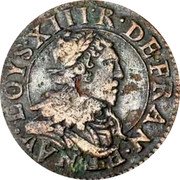 France Double Tournois Louis XIII Stenay Mint. 9th Type 1636  Varieties exist LOYS.XIII.R.DE.FRAN.ET.NAV. coin obverse