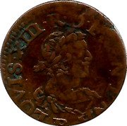 France Double Tournois (Louis XIII Tours Mint. 19th Type) LOVIS XIII R D FRAN E NA E coin obverse