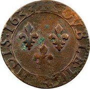 France Double Tournois Louis XIII Tours Mint. 2nd Type 1633Â E DOVBLE TOVRNOIS 1633 coin reverse France Double Tournois Louis XIII Tours Mint. 2nd Type 1633Â E DOVBLE TOVRNOIS 1633 coin reverse