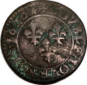 France Double Tournois Louis XIII. Type 2 1620 R DOVBLE TOVRNOIS 1620 coin reverse France Double Tournois Louis XIII. Type 2 1620 R DOVBLE TOVRNOIS 1620 coin reverse