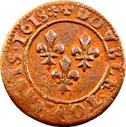 France Double Tournois (Louis XIII. Villeneuve Mint. 1st Type) DOVBLE. TOVRNOIS 1618 coin reverse