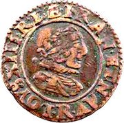 France Double Tournois Louis XIII Villeneuve Mint. 7th Type 1626 R LOYS. XIII. R. DE. FRAN. ET. NAV. R. coin obverse