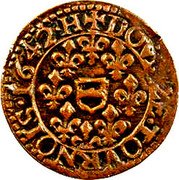 France Double Tournois (Maximilien III 5th type) DOVBLE.TOVRNOIS.1642.H coin reverse France Double Tournois (Maximilien III 5th type) DOVBLE.TOVRNOIS.1642.H coin reverse