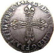 France ¼ Ecu (Louis XIII) LVDOVICVS XIII. D G FRAN ET NAVA REX 1642 coin obverse