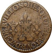 France Liard Tournois (Henry) HENRI. DE. LA. TOUR. DVC. DE. BVILLON coin obverse France Liard Tournois (Henry) HENRI. DE. LA. TOUR. DVC. DE. BVILLON coin obverse