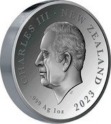 New Zealand One Dollar Avatar. Way of the Water. Tulkan 2023  Silver Proof CHARLES III NEW ZEALAND SJF .999 AG 1OZ 2023 coin obverse New Zealand One Dollar Avatar. Way of the Water. Tulkan 2023  Silver Proof CHARLES III NEW ZEALAND SJF .999 AG 1OZ 2023 coin obverse