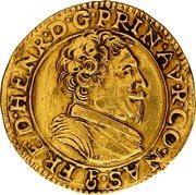France Quadruple Pistole (Frederic Henry) FRED HENR D G PRIN AV R CO NAS coin obverse France Quadruple Pistole (Frederic Henry) FRED HENR D G PRIN AV R CO NAS coin obverse