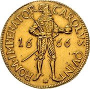 France Quadruple Pistole (Immobilization in the name of Charles V. Besancon) KM# 56 CAROLVS QVINT. ROM. IMPERATOR coin obverse France Quadruple Pistole (Immobilization in the name of Charles V. Besancon) KM# 56 CAROLVS QVINT. ROM. IMPERATOR coin obverse