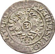 France Triple Kreuzer (Matthias I. City of Hagenau) KM# 25 MATHIAS I RO IM S AVG F DEC 3 coin obverse