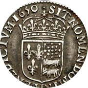 France 1/12 ECU (Louis XIV. BD) SIT. NOMEN. DOMINI. BENEDICTVM. 1650. coin reverse France 1/12 ECU (Louis XIV. BD) SIT. NOMEN. DOMINI. BENEDICTVM. 1650. coin reverse