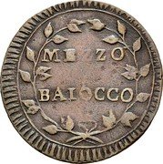 Italy 1/2 Baiocco (Piedmont Republic Coinage) MEZZO BAIOCCO coin reverse