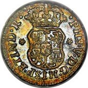 Mexico 1/2 Real Philip V 1746 M KM# 66 PHS V D G HISP ETIND R coin obverse