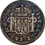 Mexico 1/2 Real Charles IV 1789 FM KM# 70 HISPAN ET IND R MO F M PLUS VLTRA coin reverse