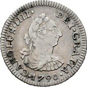 Mexico 1/2 Real Charles IV 1790 FM KM# 71 CAROLUS IIII DEI GRATIA 1790 coin obverse Mexico 1/2 Real Charles IV 1790 FM KM# 71 CAROLUS IIII DEI GRATIA 1790 coin obverse