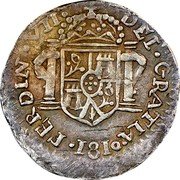 Mexico 1/2 Real Ferdinand VII. Zacatecas 1810 KM# 180 FERDIN VII DEI GRATIA 1810 coin obverse Mexico 1/2 Real Ferdinand VII. Zacatecas 1810 KM# 180 FERDIN VII DEI GRATIA 1810 coin obverse