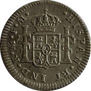 Mexico 1/2 Real Carolus III 1774 KM# 69.2 HISPAN ET IND R MO F M coin reverse Mexico 1/2 Real Carolus III 1774 KM# 69.2 HISPAN ET IND R MO F M coin reverse