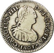 Mexico 1/2 Real Charles IV 1801 FT KM# 72 CAROLUS IIII DEI GRATIA 1797 coin obverse