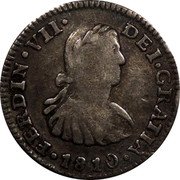 Mexico 1/2 Real Ferdinand VII 1810 HJ KM# 73 FERDIN VII DEI GRATIA 1810 coin obverse