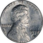 USA 1 Cent (Struck by the obverse die only) IN GOD WE TRUST LIBERTY 1974 S coin obverse USA 1 Cent (Struck by the obverse die only) IN GOD WE TRUST LIBERTY 1974 S coin obverse