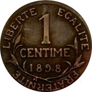 France 1 Centime (Pattern Without Essai Words) LIBERTE EGALITE FRATERNITE 1 CENTIME 1898 coin reverse