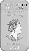 Australia 1 Dollar Chinese Dragon Bullion Bar 2023 P BU ELIZABETH II 1952-2022 AUSTRALIA 1 OZ 9999 AG JC 1 DOLLAR 2023 coin obverse Australia 1 Dollar Chinese Dragon Bullion Bar 2023 P BU ELIZABETH II 1952-2022 AUSTRALIA 1 OZ 9999 AG JC 1 DOLLAR 2023 coin obverse